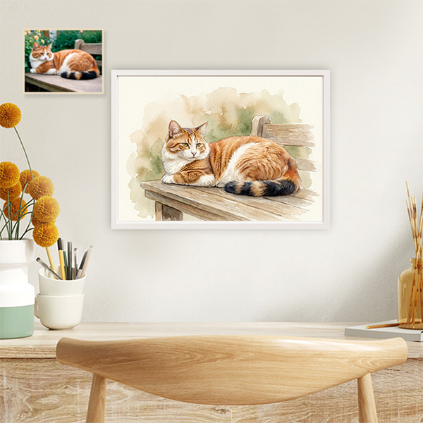 Póster con Ilustración en Acuarela de Mascota personalizada
