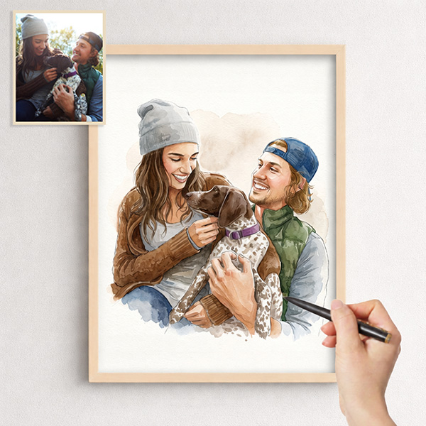 Póster con Ilustración en Acuarela de Foto personalizada