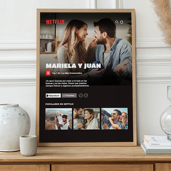 Póster Diseño Netflix con Nombres y Texto personalizado