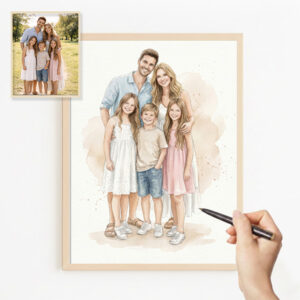Póster con Ilustración en Acuarela de Foto personalizada