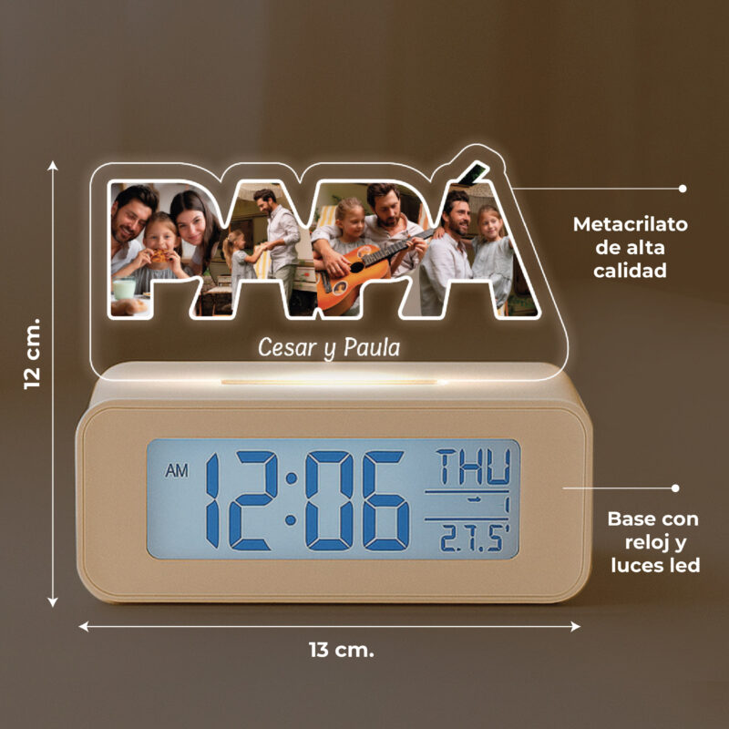 Reloj Despertador con Luz PAPÁ y Fotos personalizadas