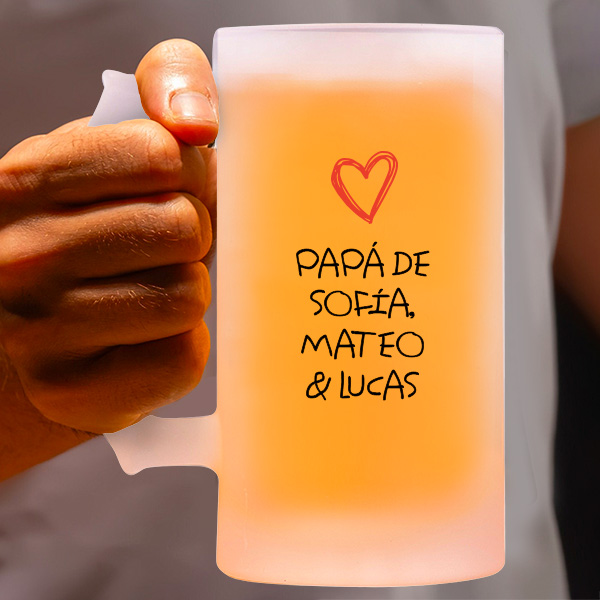 Jarra de Cerveza con Corazón y Texto para Papá personalizado
