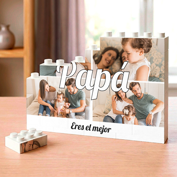 Puzle de Bloques Papá con Collage 4 Fotos personalizadas