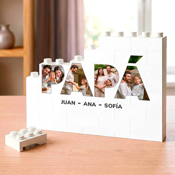 Puzle de Bloques Papá con Fotos y Texto personalizado