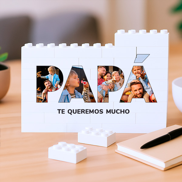 Puzle de Bloques Papá con Fotos y Texto personalizado