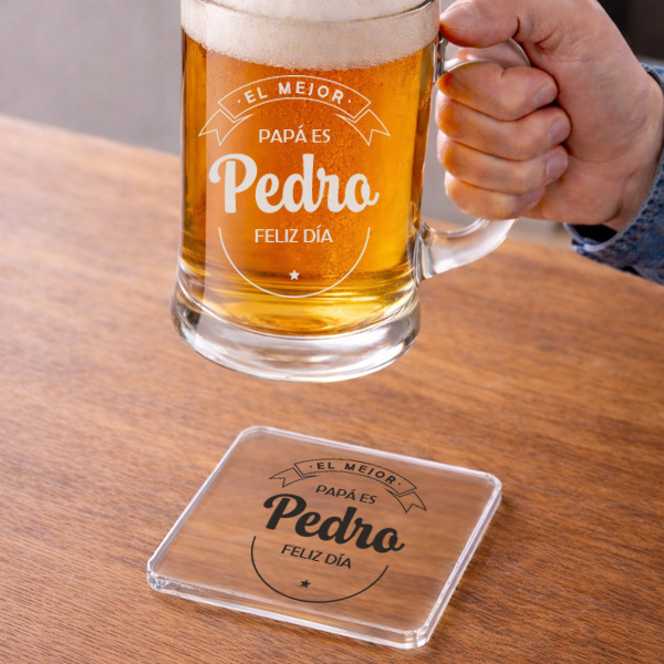 Jarra de Cerveza para El Mejor Papá con Textos personalizados