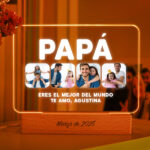 Lámpara Papá con Cuatro Fotos y Texto personalizada Miniatura de Lámpara Papá con Cuatro Fotos y Texto personalizada