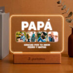 Miniatura de Lámpara Papá con Cuatro Fotos y Texto personalizada