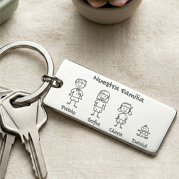 Llavero de Acero Diseño Familiar con Muñequitos personalizados