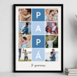 Miniatura de Póster Papá en Cuadros Azules con Texto y Fotos personalizadas