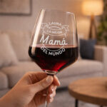 Miniatura de Copa de Vino para la Mejor Mamá con Nombre personalizado