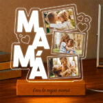Lámpara para Mamá con Corazones y Tres Fotos personalizadas Miniatura de Lámpara para Mamá con Corazones y Tres Fotos personalizadas