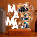 Miniatura de Lámpara para Mamá con Corazones y Tres Fotos personalizadas