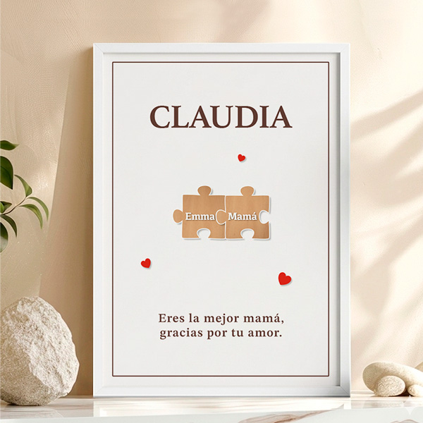 Póster Puzzle para Mamá con Nombres Personalizados