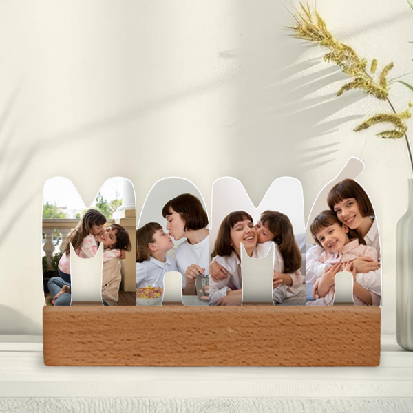 Placa Mamá con Base de Madera y Foto personalizada