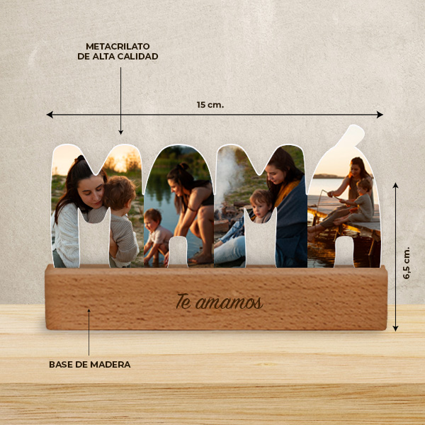Placa Mamá con Base de Madera y Foto personalizada