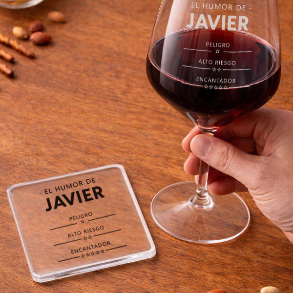 Copa de Vino "Humor de" con Nombre y Textos personalizados