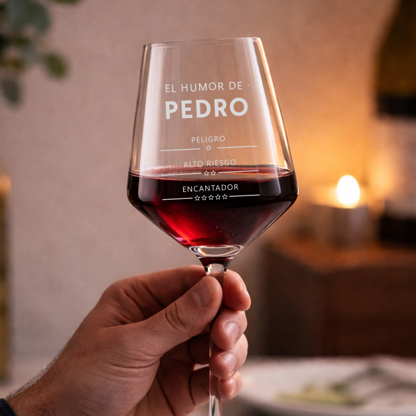 Copa de Vino "Humor de" con Nombre y Textos personalizados