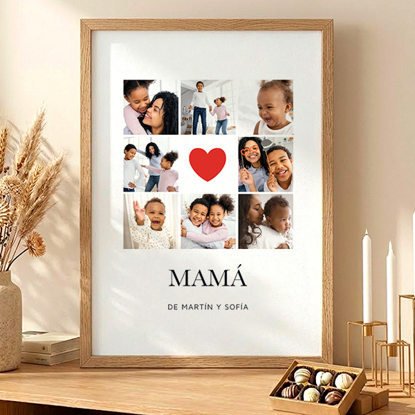 Póster Mamá Corazón con Fotos personalizadas