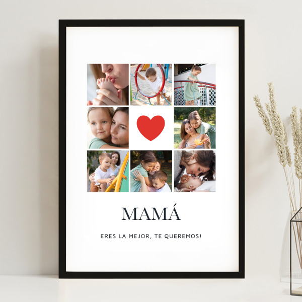 Póster Mamá Corazón con Fotos personalizadas