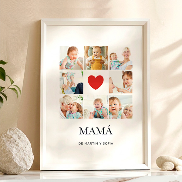 Póster Mamá Corazón con Fotos personalizadas