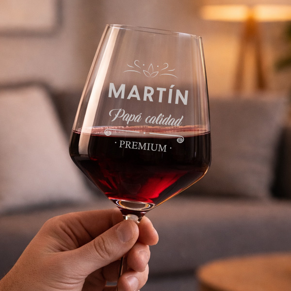 Copa de Vino para Papá con Nombre y Texto personalizado