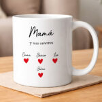 Taza con Texto, Corazones y Nombres personalizados Miniatura de Taza con Texto, Corazones y Nombres personalizados