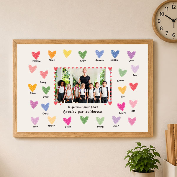 Póster para Profes de Corazones con Foto personalizada