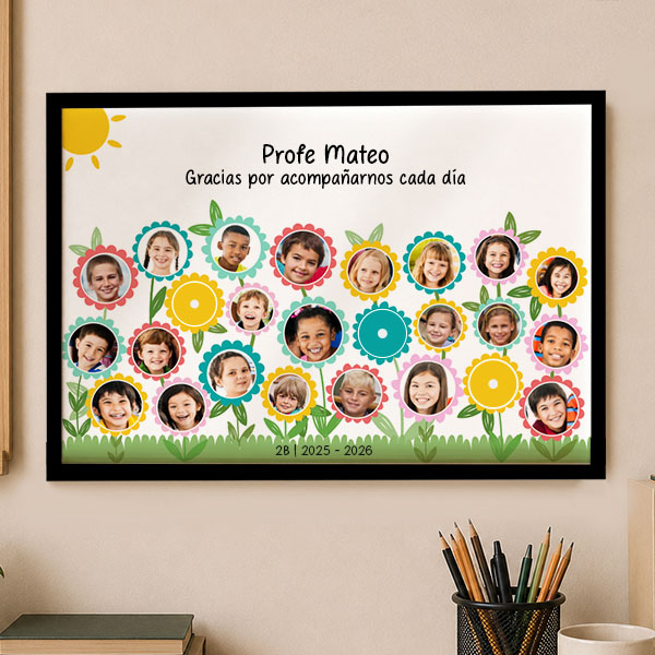 Póster para Profes de Flores con Fotos personalizadas