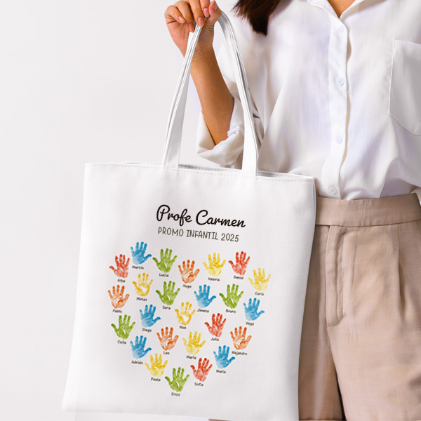 Tote Bag para Profes con Manos y Nombres personalizados