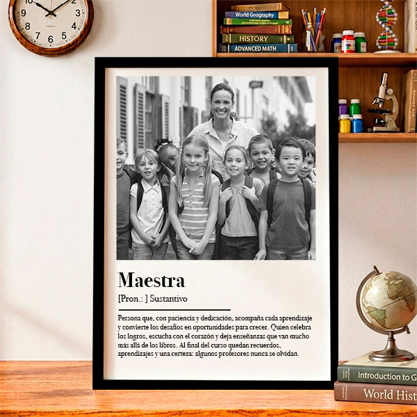 Póster Definición de Profe en Blanco y Negro con Fotos personalizadas