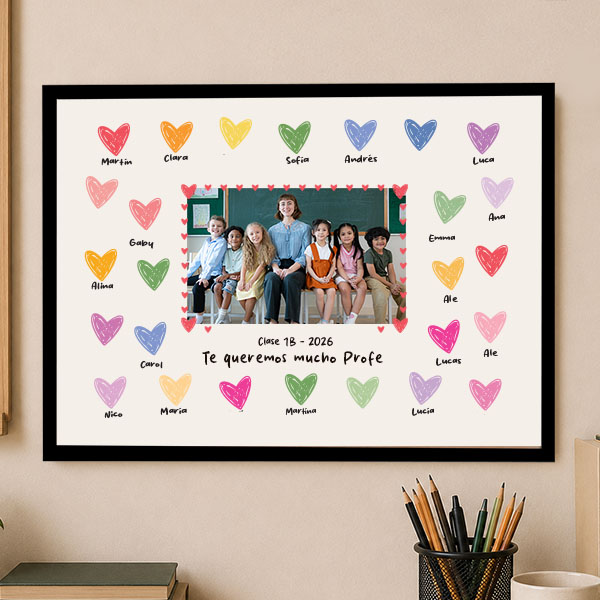 Póster para Profes de Corazones con Foto personalizada