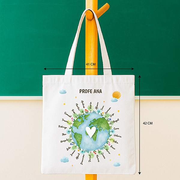 Tote Bag Planeta para Profes con Nombres personalizados