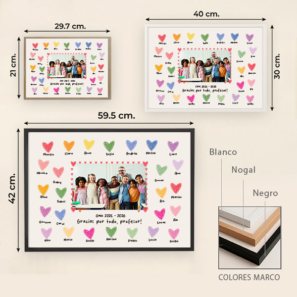 Póster para Profes de Corazones con Foto personalizada