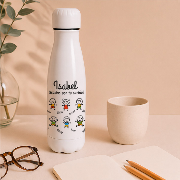 Botella para Profes con Muñequitos y Nombres personalizados