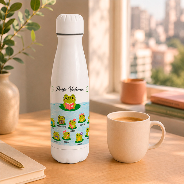 Botella para Profes con Ranitas y Nombres personalizados
