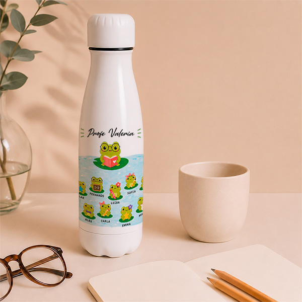 Botella para Profes con Ranitas y Nombres personalizados