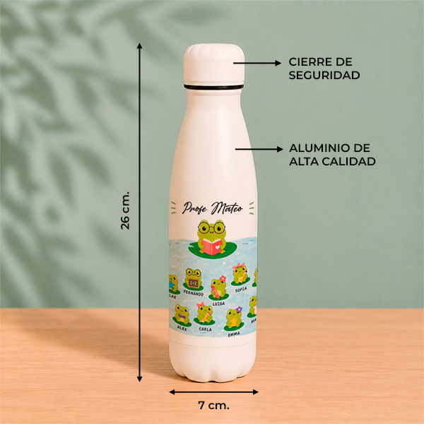 Botella para Profes con Ranitas y Nombres personalizados