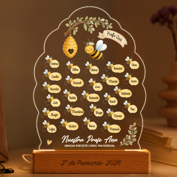 Lámpara para Profe con Abejitas y Nombres personalizados