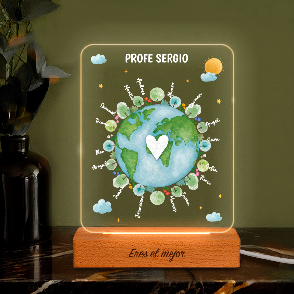 Lámpara Planeta para Profe con Nombres personalizados