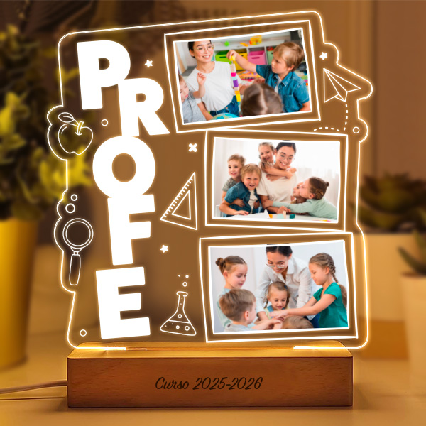 Lámpara para Profe con 3 Fotos personalizadas
