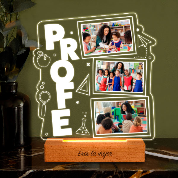 Lámpara para Profe con 3 Fotos personalizadas