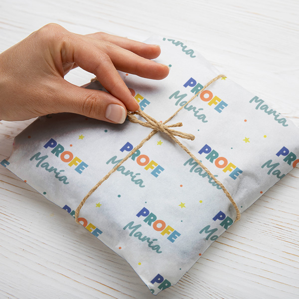 Papel de Regalo para Profes de Colores con Nombre personalizado