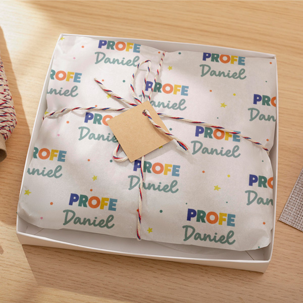 Papel de Regalo para Profes de Colores con Nombre personalizado