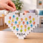 Puzle de Bloques Corazón con Manos y Nombres personalizados Miniatura de Puzle de Bloques Corazón con Manos y Nombres personalizados