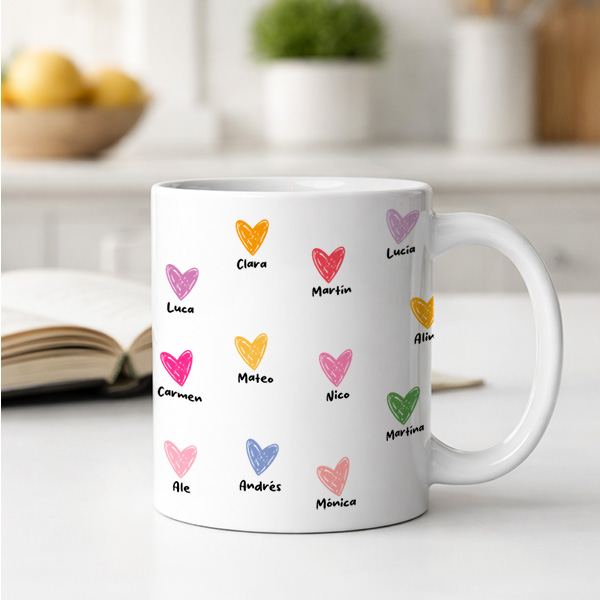Taza para Profes con Corazones y Foto personalizada