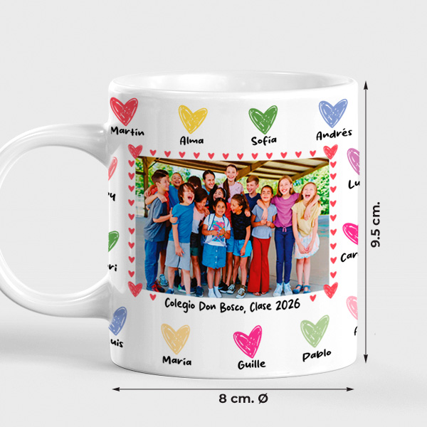 Taza para Profes con Corazones y Foto personalizada