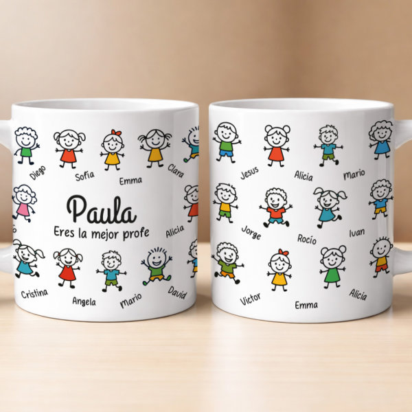 Taza con Muñequitos y Nombres personalizados