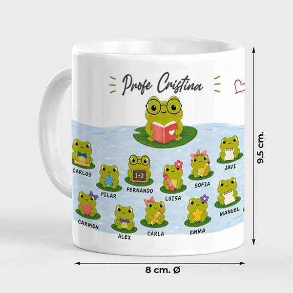 Taza para profes con Ranitas y Nombres personalizados