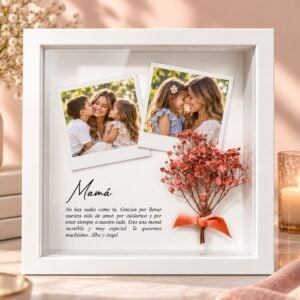 Marco con flores y fotos personalizadas